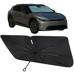 Proadsy Windshield Sun Shade Umbrella for Toyota bZ4X 2023-2025 2026 Foldable Car Umbrella Sunshade with Soft TPU Handle Spring Structure Crystal Cooling Material Protect Car from Rays & Heat