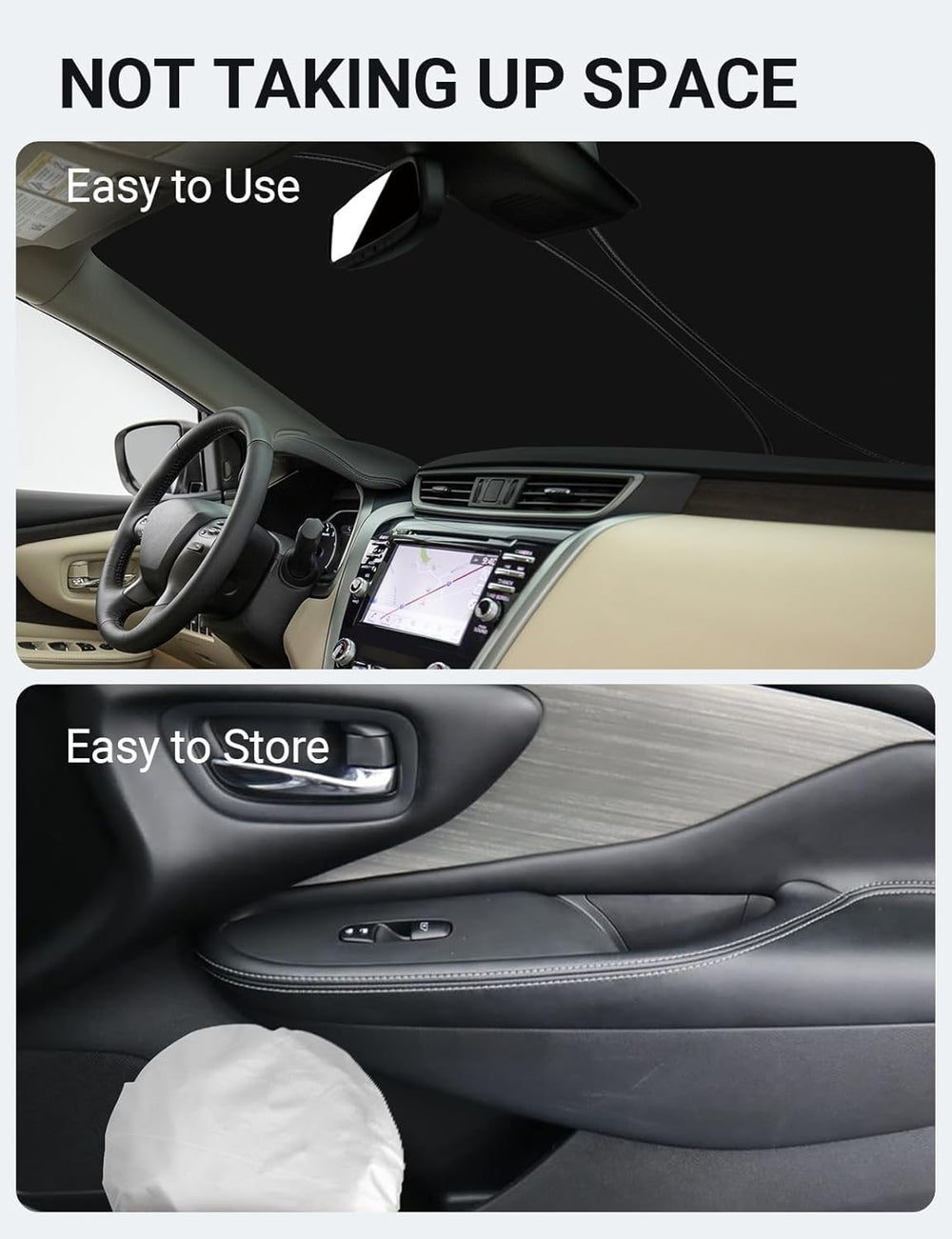 Proadsy 2025 Upgrade Windshield Sun Shade Custom Fit Nissan Murano 2015-2024 2025 4-Layer Foldable Front Sunshade Protector Sun Visor Blocks UV Rays Keep Car Cooler