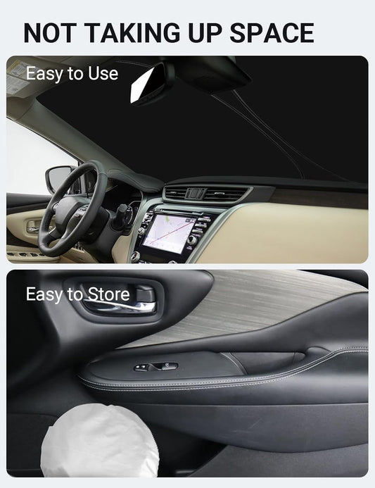 Proadsy 2026 Upgrade Front Windshield Sun Shade Foldable Sunshade Protector Sun Visor Custom Fit for 2015-2024 Nissan Murano S SV SL Platinum SUV Accessories