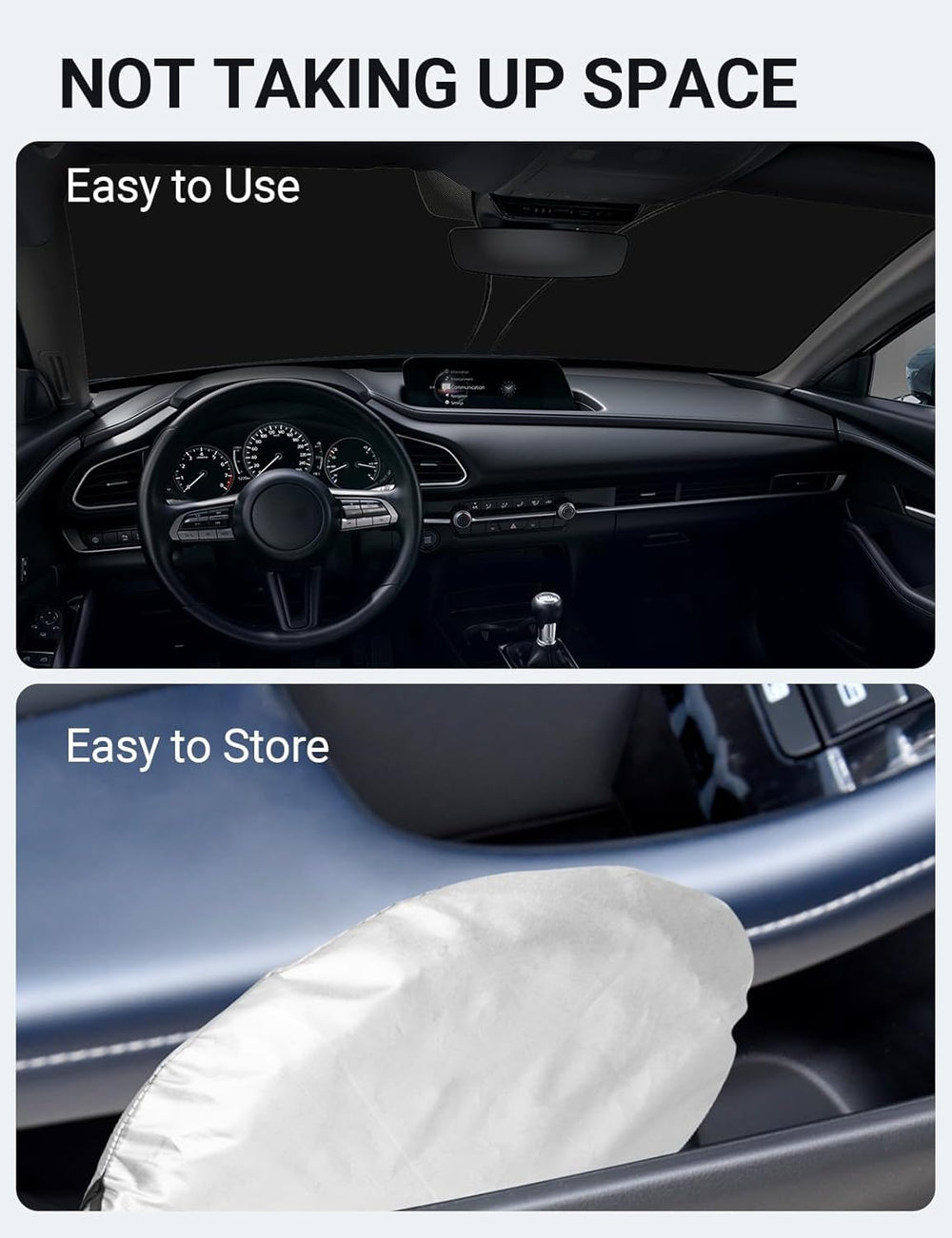 Proadsy 2025 Upgrade Windshield Sun Shade Custom Fit Mazda CX-30 CX30 2020-2024 2025 4-Layer Foldable Front Sunshade Protector Sun Visor Blocks UV Rays Keep Car Cooler Accessories