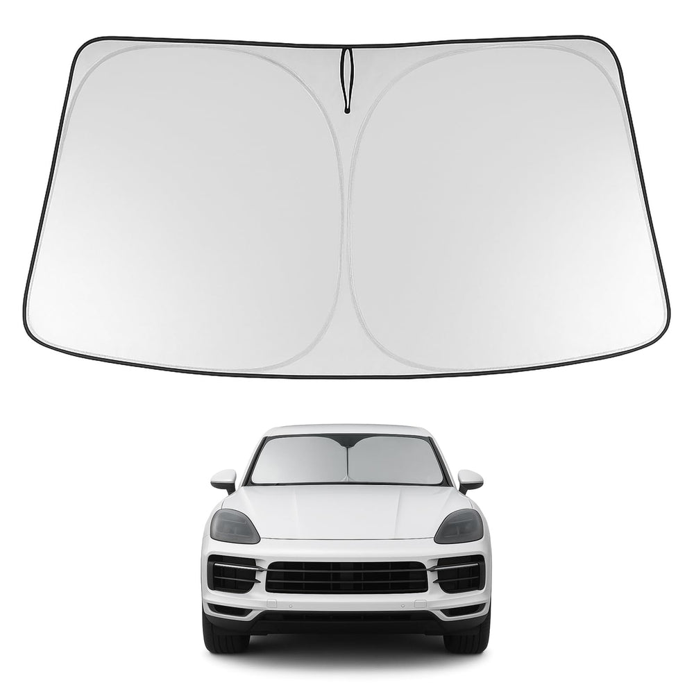 Proadsy 2025 Upgrade Windshield Sun Shade Custom Fit 2019–2023 2024 2025 Porsche Cayenne Foldable Front Sunshade Protector Sun Visor Blocks UV Rays Keep Car Cooler