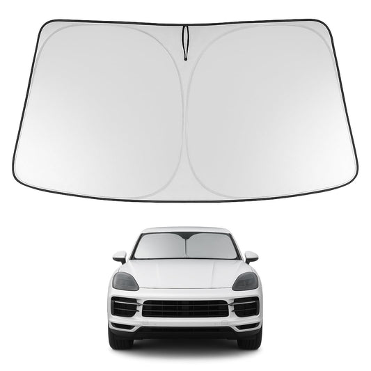 Proadsy 2025 Upgrade Windshield Sun Shade Custom Fit 2019–2023 2024 2025 Porsche Cayenne Foldable Front Sunshade Protector Sun Visor Blocks UV Rays Keep Car Cooler