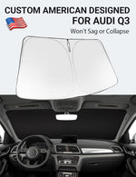 Proadsy 2025 Upgrade Windshield Sun Shade Custom Fit 2013-2018 Audi Q3 Foldable Front Sunshade Protector Sun Visor Blocks UV Rays Keep Car Cooler