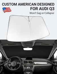 Proadsy 2026 Upgrade Windshield Sun Shade Custom Fit 2013-2018 Audi Q3 Foldable Front Sunshade Protector Sun Visor Blocks UV Rays Keep Car Cooler