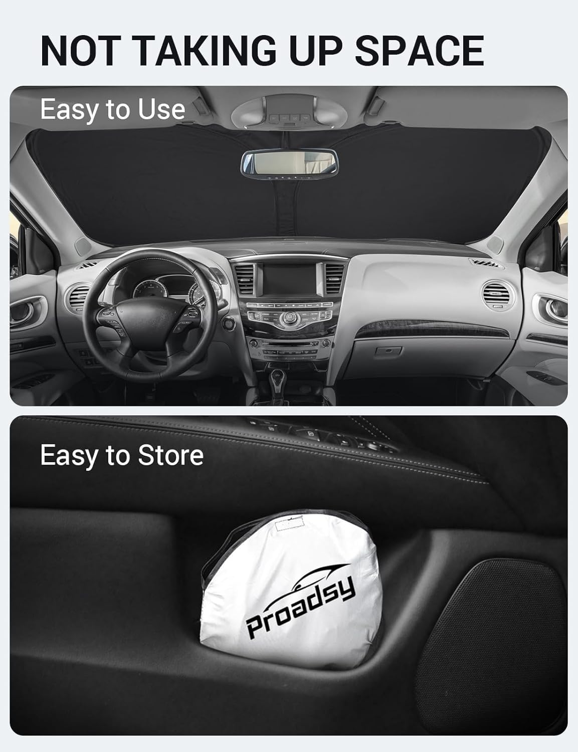 2014-2021 Infiniti QX60 custom-fit sunshade - folded compact