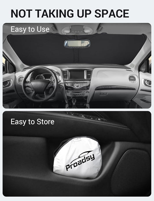 Proadsy 2026 Upgrade Front Windshield Sun Shade Foldable Sunshade Protector Custom Fit 2014-2021 Infiniti QX60 Accessories