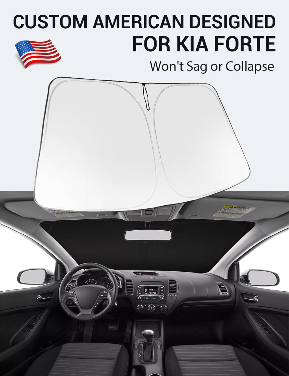 Proadsy 2025 Upgrade Windshield Sun Shade Custom Fit Kia Forte 2014 2015 2016 2017 2018 Front Window Sunshade Protector Foldable Sun Visor Kia Prime Accessories
