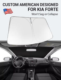 Proadsy 2026 Upgrade Windshield Sun Shade Custom Fit 2014-2018 Kia Forte Foldable Front Sunshade Protector Sun Visor Blocks UV Rays Keep Car Cooler