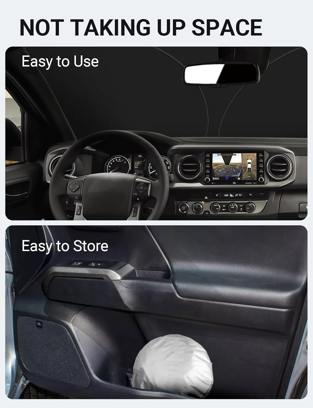 Proadsy 2025 Upgrade Windshield Sun Shade Custom Fit Toyota Tacoma 2016-2023 4-Layer Foldable Front Sunshade Protector Sun Visor Blocks UV Rays Keep Car Cooler Accessories