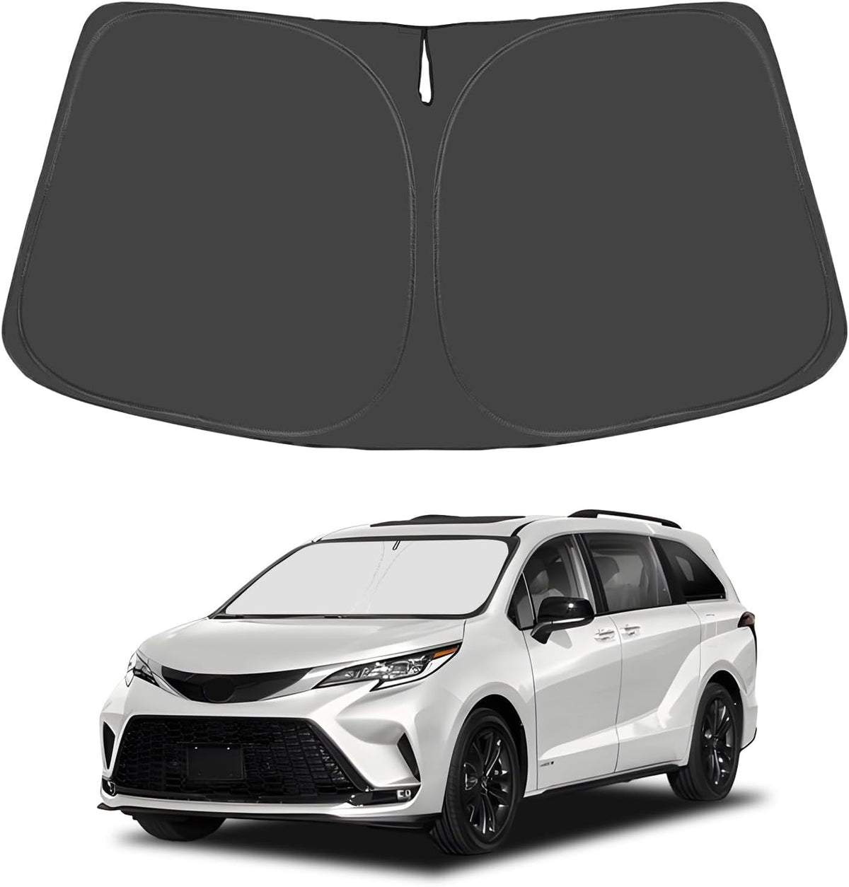 Proadsy 2026 Upgrade Windshield Sunshade Custom Fit 2021-2025 Toyota Sienna Mini Van Reflective Heat Sun UV Protector Foldable Front Window Shade Accessories