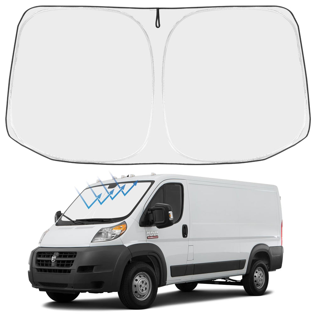 Proadsy Windshield Sun Shade Custom Fit Dodge Ram Promaster 2014-2024 2025 2026 4-Layer Foldable Front Sunshade Protector Sun Visor Blocks UV Rays Keep Car Cooler
