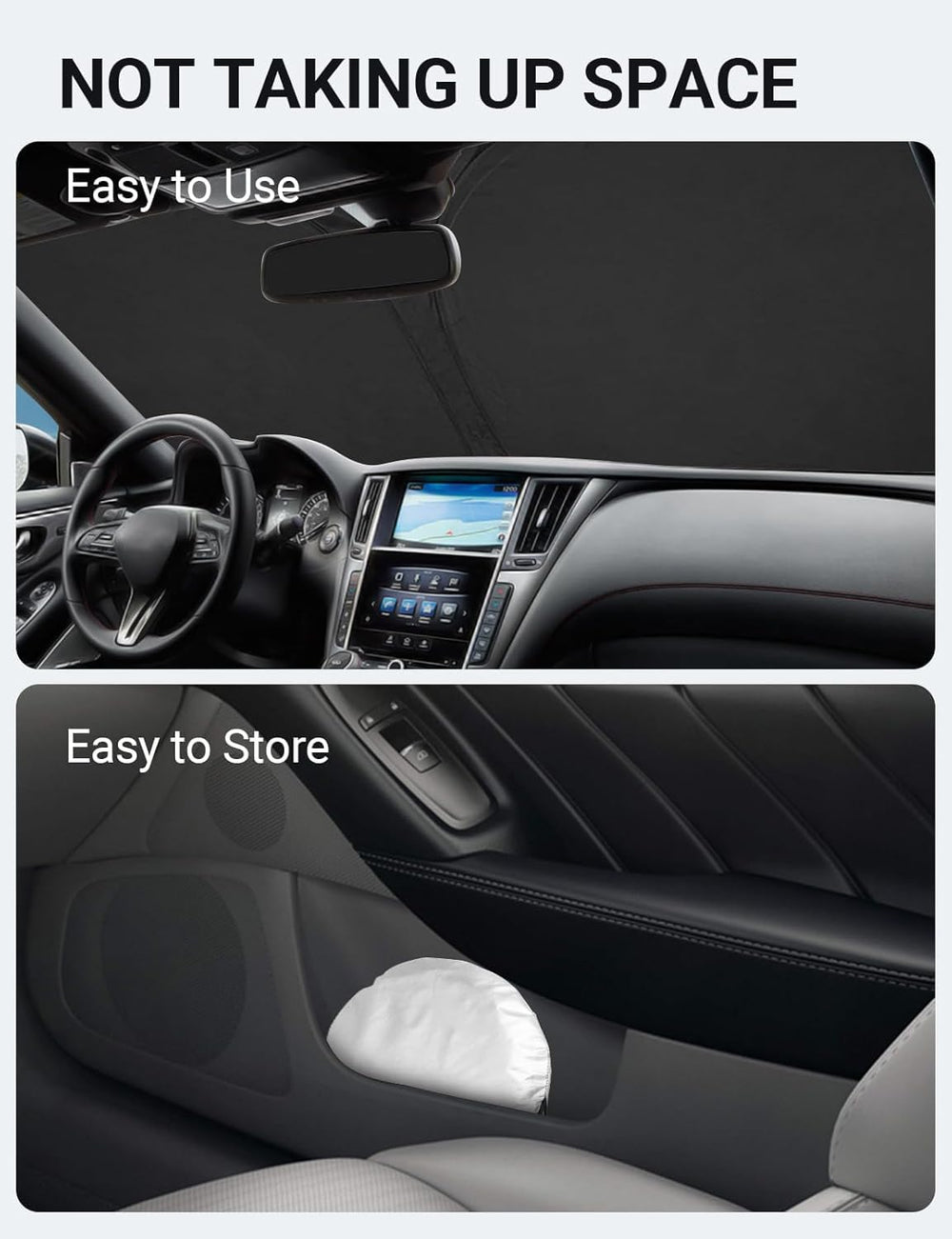 Proadsy 2025 Upgrade Windshield Sun Shade Custom Fit Infiniti Q50 2014-2025 4-Layer Foldable Front Sunshade Protector Sun Visor Blocks UV Rays Keep Car Cooler