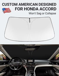 Custom American designed 2018-2022 Honda Accord windshield sunshade, will not sag or collapse