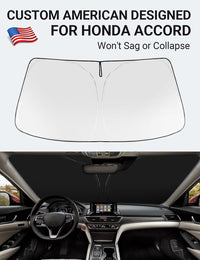 Proadsy 2026 Upgrade Front Windshield Sun Shade Foldable Sunshade Protector Custom Fit 2018-2025 Accord(Not for 2022 Sport) Sedan, LX, EX, EX-L, Touring Accessories