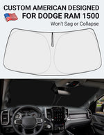 Proadsy 2025 Upgrade Windshield Sun Shade Custom Fit Dodge RAM 1500 2Dr 2019-2024 2025 4-Layer Foldable Front Sunshade Protector Sun Visor Blocks UV Rays Keep Car Cooler