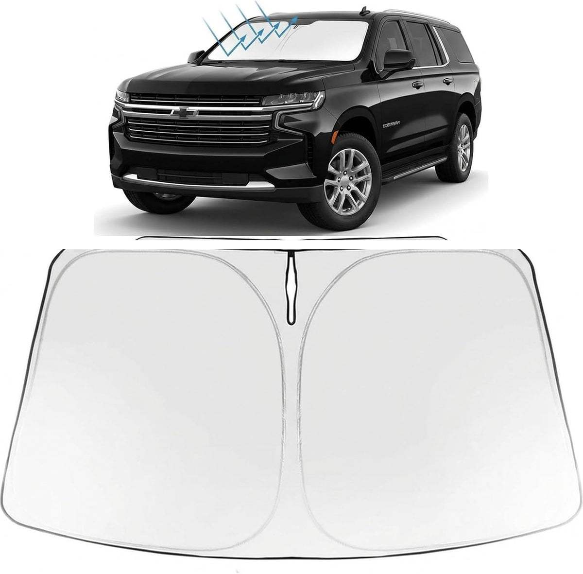 2021-2026 Chevrolet Suburban Windshield Sunshade - Custom Fit Front Windshield Sun Shade