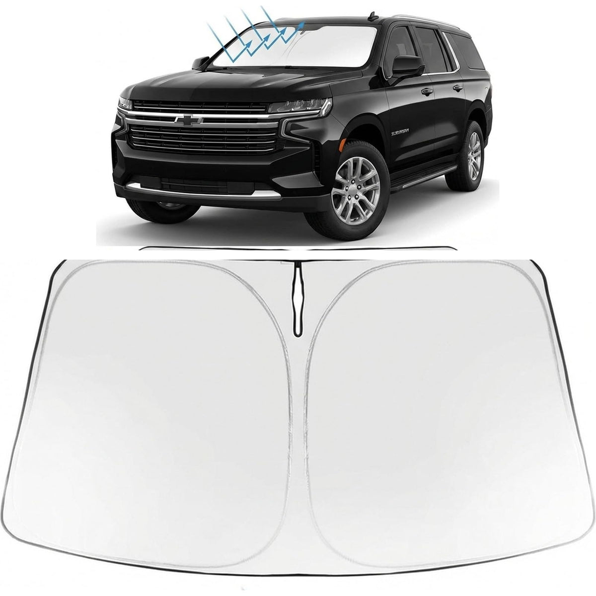 Proadsy Windshield Sun Shade for Chevrolet Suburban 2021-2026 Foldable Front Sunshade Protector Sun Visor Blocks UV Rays Keep Car Cooler Accessories