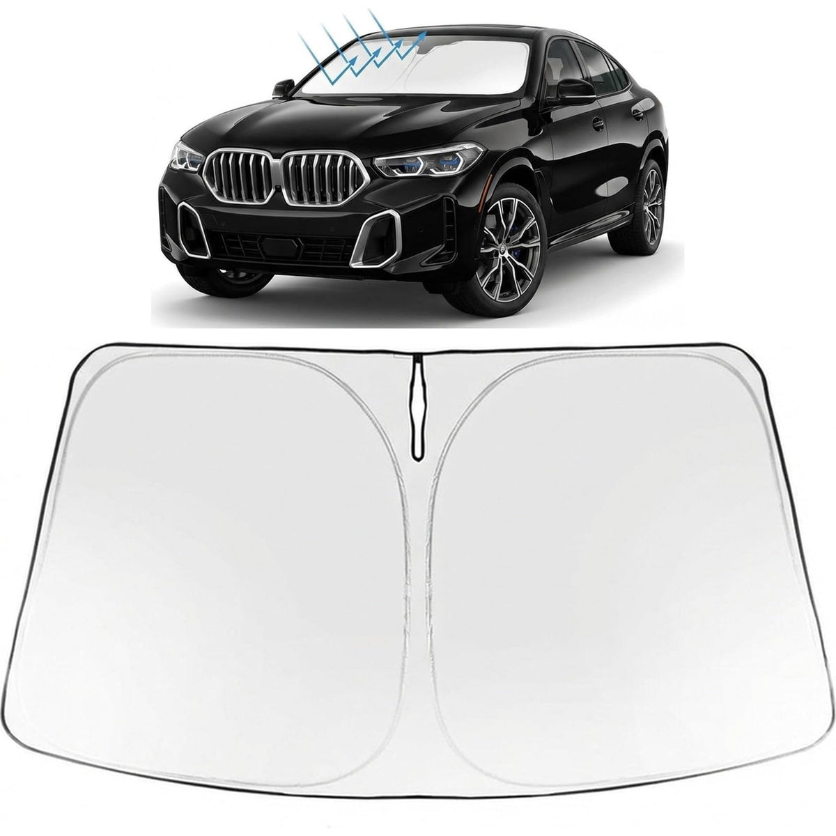 Proadsy Windshield Sun Shade for BMW X6 2020-2026 Foldable Front Sunshade Protector Sun Visor Blocks UV Rays Keep Car Cooler Accessories