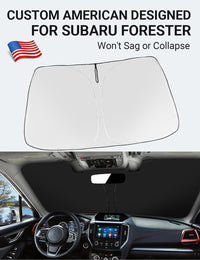 Custom American designed 2019-2024 Subaru Forester windshield sunshade, will not sag or collapse