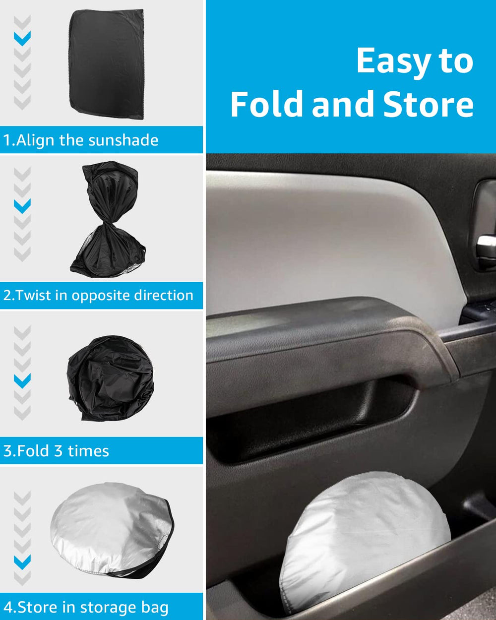 Proadsy 2024 Upgrade Windshield Sunshade Custom for Silverado 2019 2018 2017 2016 2015 2014 Block Sun & UV Foldable Front Window Car Shade Protector Prime Accessories