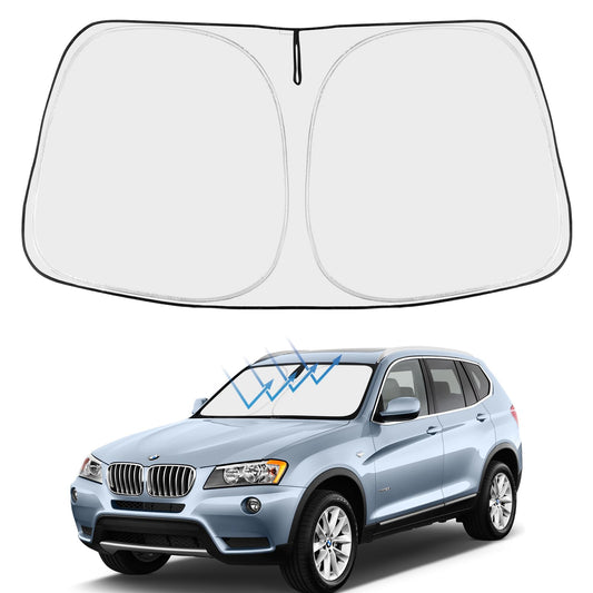 Proadsy 2025 Upgrade Windshield Sun Shade Custom Fit 2017-2011 BMW X3 4-Layer Foldable Front Sunshade Protector Sun Visor Blocks UV Rays Keep Car Cooler