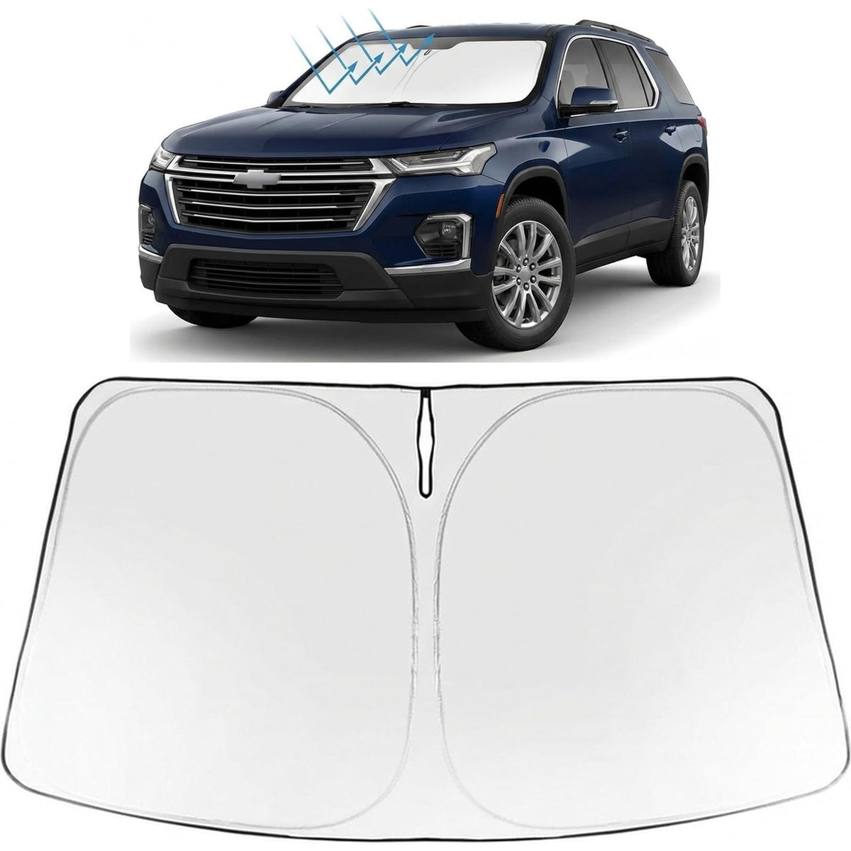 Proadsy Windshield Sun Shade for Chevrolet Traverse 2024-2026 Foldable Front Sunshade Protector Sun Visor Blocks UV Rays Keep Car Cooler Accessories