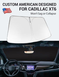 Custom American designed 2020-2026 Cadillac XT6 windshield sunshade, will not sag or collapse