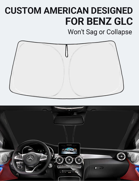Proadsy 2026 Upgrade Front Windshield Sun Shade Foldable Sunshade Protector Custom Fit 2016-2022 GLC Class SUV & SUV Coupe GLC300 GLC350e 4Matic AMG GLC 63 Sport Accessories