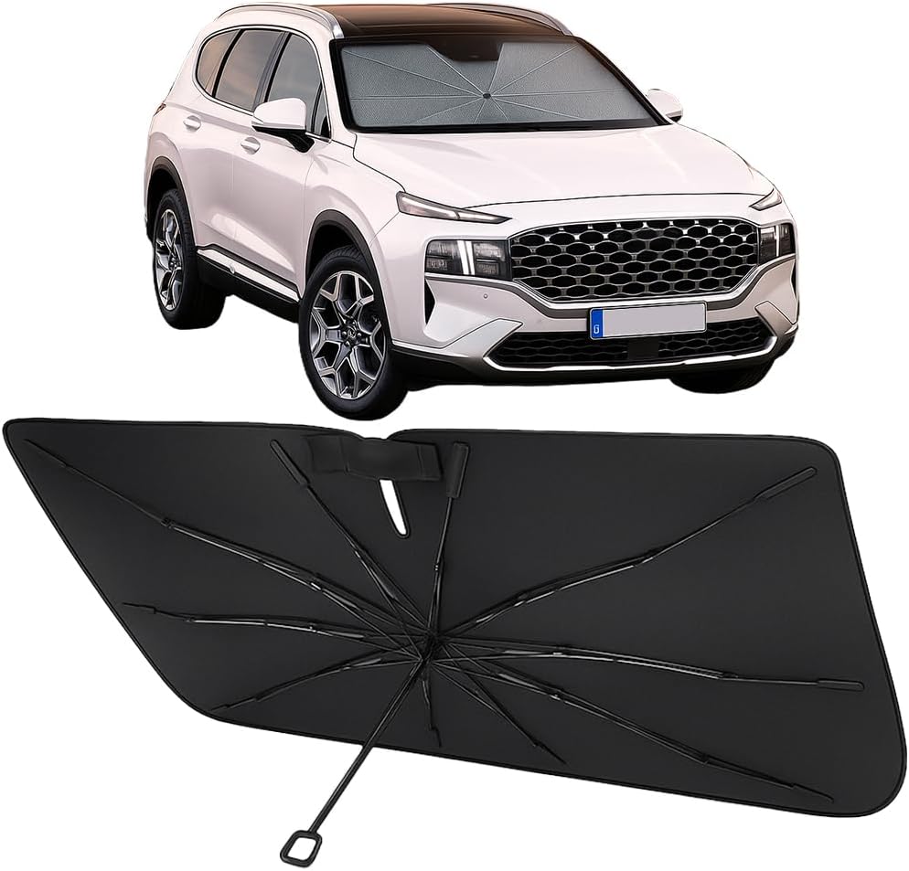 Proadsy umbrella windshield sunshade for 2019-2023 Hyundai Santa Fe — canopy, frame and sleeve