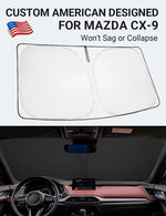 Proadsy 2025 Upgrade Windshield Sun Shade Custom Fit Mazda CX-9 CX9 2016-2024 2025 4-Layer Foldable Front Sunshade Protector Sun Visor Blocks UV Rays Keep Car Cooler