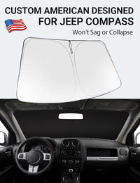 Proadsy 2026 Upgrade Front Windshield Sun Shade Foldable Sunshade Protector Custom Fit 2007-2017 Jeep Compass Accessories