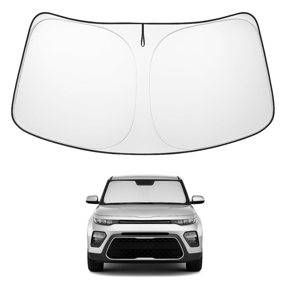 Proadsy 2025 Upgrade Windshield Sun Shade Custom Fit Kia Soul 2020-2024 2025 4-Layer Foldable Front Sunshade Protector Sun Visor Blocks UV Rays Keep Car Cooler