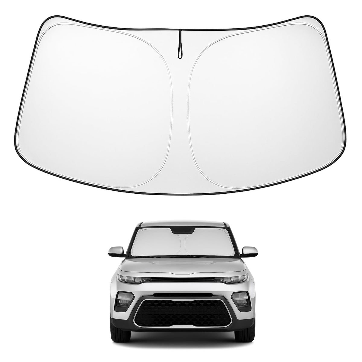 Proadsy 2025 Upgrade Windshield Sun Shade Custom Fit Kia Soul 2020-2024 2025 4-Layer Foldable Front Sunshade Protector Sun Visor Blocks UV Rays Keep Car Cooler