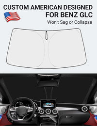 Custom American designed 2016-2022 Mercedes-Benz GLC windshield sunshade, will not sag or collapse