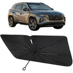 Proadsy Windshield Sun Shade Umbrella for Hyundai Tucson 2022-2025 2026 Foldable Car Umbrella Sunshade with Soft TPU Handle Spring Structure Crystal Cooling Material Protect Car from Rays & Heat