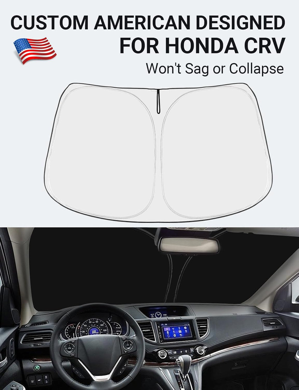 Proadsy 2025 Upgrade Windshield Sun Shade Custom Fit 2012-2016 Honda CRV 4-Layer Foldable Front Sunshade Protector Sun Visor Blocks UV Rays Keep Car Cooler Accessories
