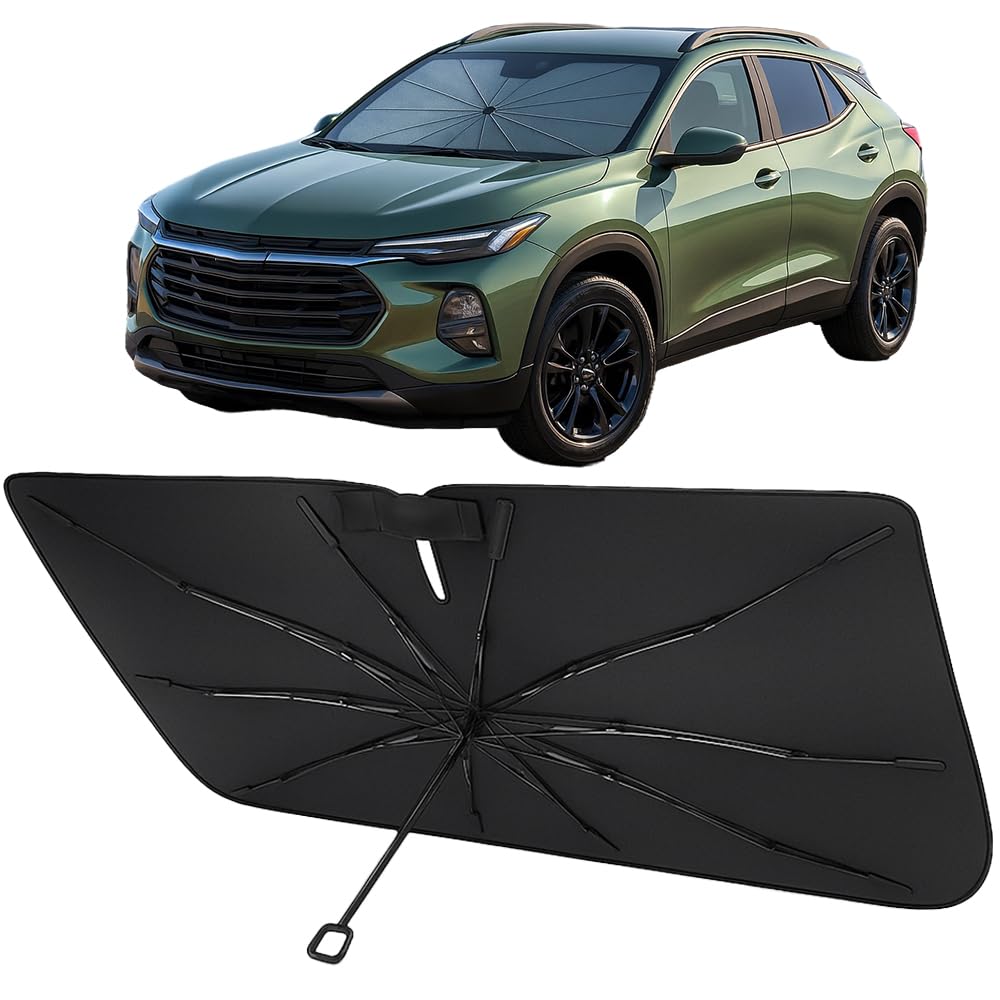 Proadsy Windshield Sun Shade Umbrella for 2024-2026 Chevrolet Trax Models LS, 1RS, LT, 2RS, ACTIV, Foldable Car Umbrella Sunshade with Soft Handle,Keeps Your Vehicle Cool,Protect Car from Rays & Heat
