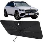 Proadsy Windshield Sun Shade Umbrella for Mercedes-Benz GLC 2023-2025 2026 Foldable Car Umbrella Sunshade with Soft TPU Handle Spring Structure Crystal Cooling Material Protect Car from Rays & Heat