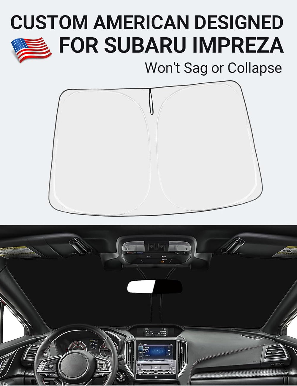 Proadsy Windshield Sunshade for Subaru Impreza 2015-2025 2026 Custom Fit WRX Sedan, Base, Premium, Limited, STI, STI Limited, Foldable Shade Sun Visor Protector Blocks UV Rays Keep Car Cooler