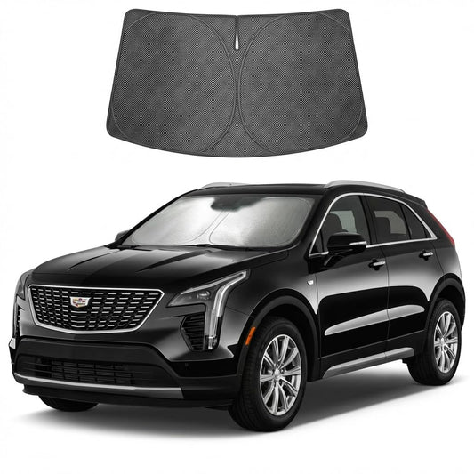 Proadsy Windshield Sun Shade Custom Fit Cadillac XT4 2019-2026 Ice Crystal Black Front Window Sunshade UV and Heat Blocker Foldable Visor Keeps Car Cooler for Summer Parking and Daily Use