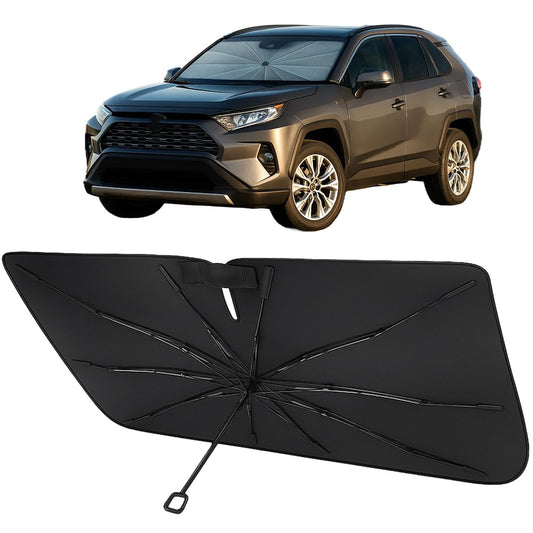 Proadsy Windshield Sun Shade Umbrella for Toyota RAV4 2019-2025 Foldable Car Umbrella Sunshade with Soft TPU Handle Spring Structure Crystal Cooling Material Protect Car from Rays & Heat
