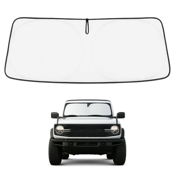 Proadsy 2026 Upgrade Windshield Sun Shade Custom Fit Ford Bronco 2/4-Door 2021-2025 2026 Foldable Front Sunshade Protector Blocks UV Rays Keep Car Cooler
