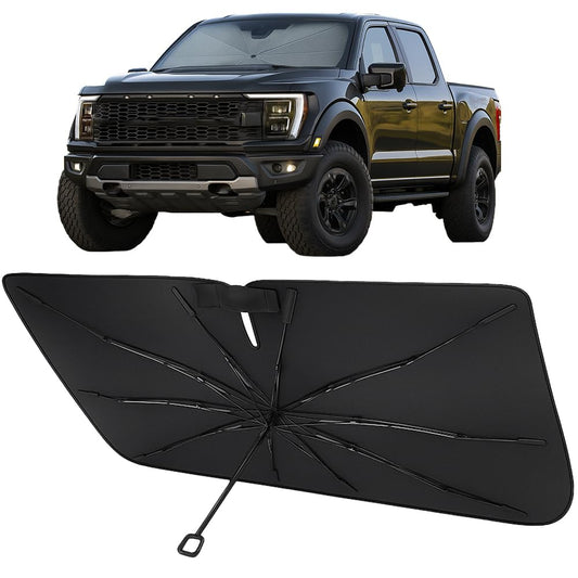 Proadsy Windshield Sun Shade Umbrella for Ford Ranger 2019-2025 2026 Foldable Car Umbrella Sunshade with Soft TPU Handle Spring Structure Crystal Cooling Material Protect Car from Rays & Heat