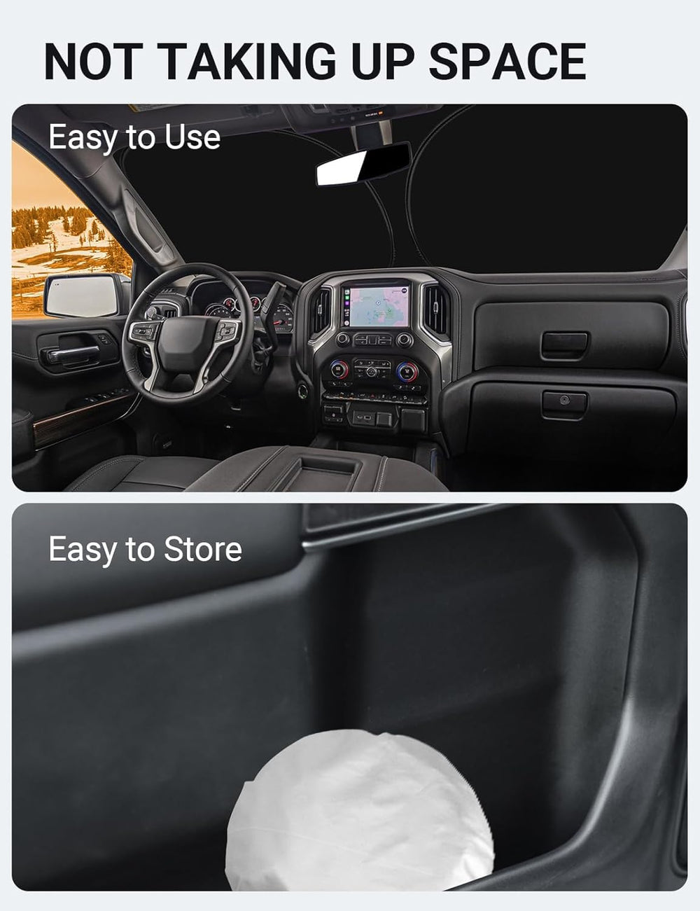 Proadsy 2025 Upgrade Windshield Sun Shade Custom Fit Chevy Silverado 1500 2Dr 4Dr 2019-2024 2025 4-Layer Foldable Front Sunshade Protector Sun Visor Blocks UV Rays Keep Car Cooler Accessories