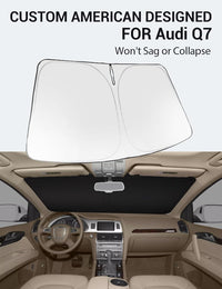 Custom American designed 2007-2015 Audi Q7 windshield sunshade, will not sag or collapse