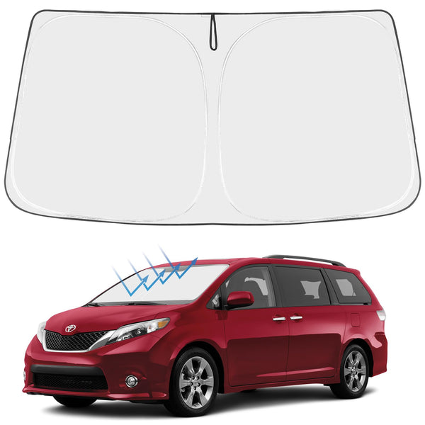 Proadsy 2026 Upgrade Front Windshield Sun Shade Foldable Sunshade Protector Custom Fit 2011-2020 Sienna Accessories