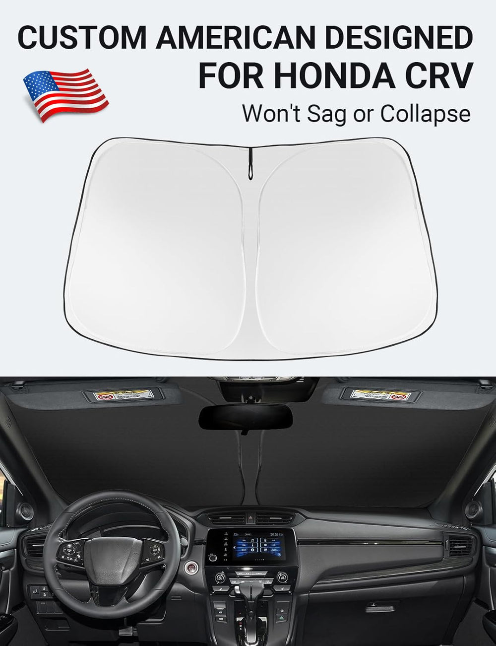 Proadsy 2025 Upgrade Windshield Sun Shade Custom Fit 2017-2022 Honda CRV Sunshade 4-Layer Foldable Front Sunshade Protector Sun Visor Blocks UV Rays Keep Car Cooler Accessories