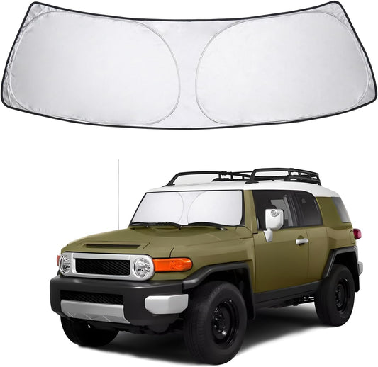 Proadsy Front Windshield Sun Shade Foldable Sunshade Protector Custom Fit 2007-2014 Toyota FJ Cruiser Sport Utility Accessories 2025 Upgrade