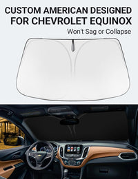 Custom American designed 2018-2024 Chevrolet Equinox windshield sunshade, will not sag or collapse