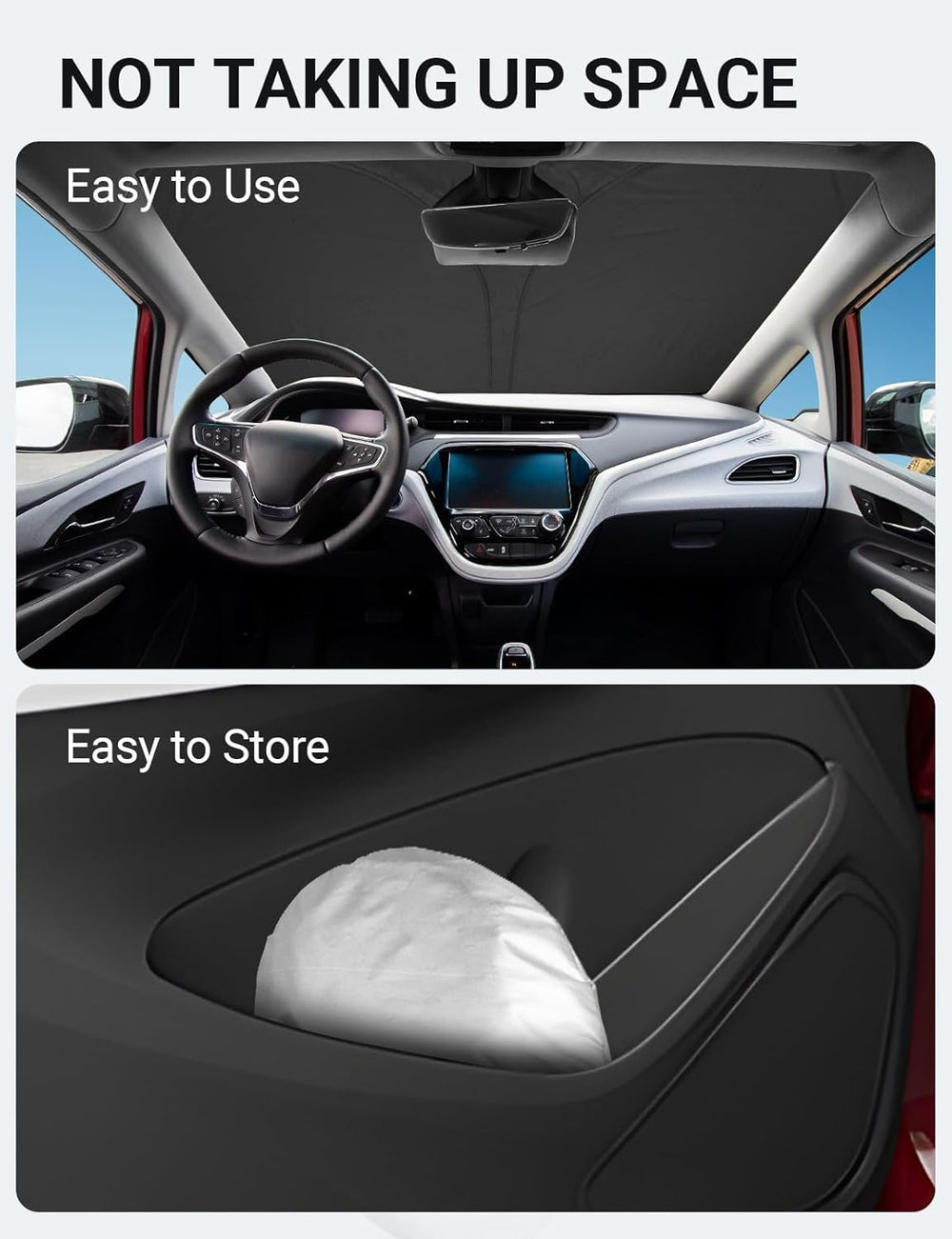 Proadsy 2025 Upgrade Windshield Sunshade Custom Fit 2017-2024 2025 Chevrolet Chevy Bolt EV LT, Premier Hatchback Reflective Heat Sun UV Protector Foldable Front Window Shade Accessories
